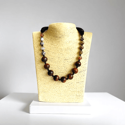 Fierce Earth Necklace | Red Tiger’s Eye & Botswana Stone - For Women | Includes: Necklace
