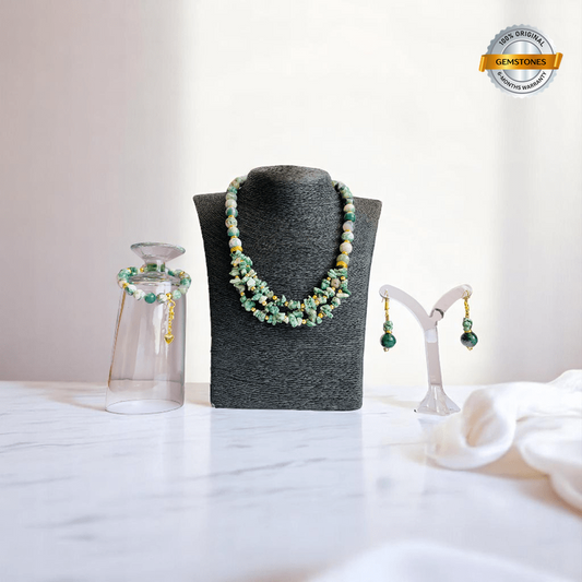 Verdant Grace Set | Tree Agate Stone - For Women | Includes: Necklace, Bracelet, Earring