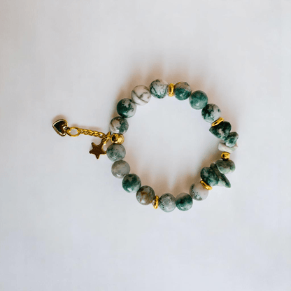 Verdant Grace Set | Tree Agate Stone - For Women | Includes: Necklace, Bracelet, Earring