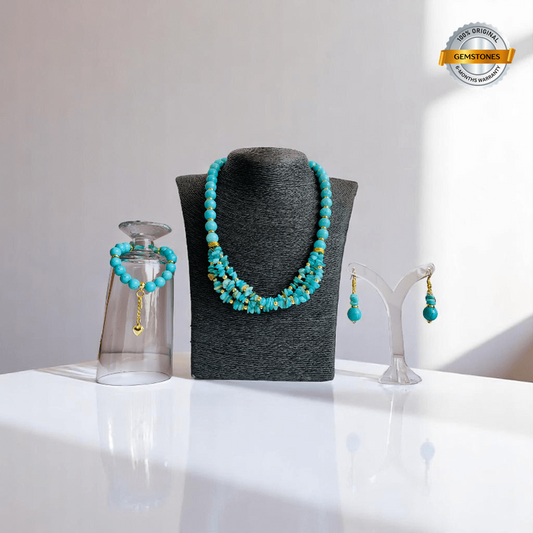 Tranquil Sky Set | Turquoise Stone - For Women | Includes: Necklace, Bracelet, Earring