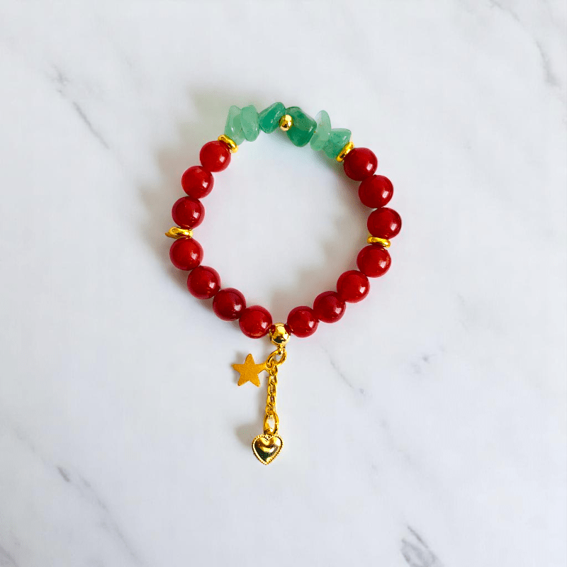 Vital Harmony Set | Green Aventurine & Red Onyx Stone - For Women | Includes: Necklace, Bracelet, Earring