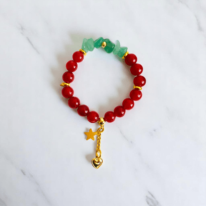 Vital Harmony Set | Green Aventurine & Red Onyx Stone - For Women | Includes: Necklace, Bracelet, Earring
