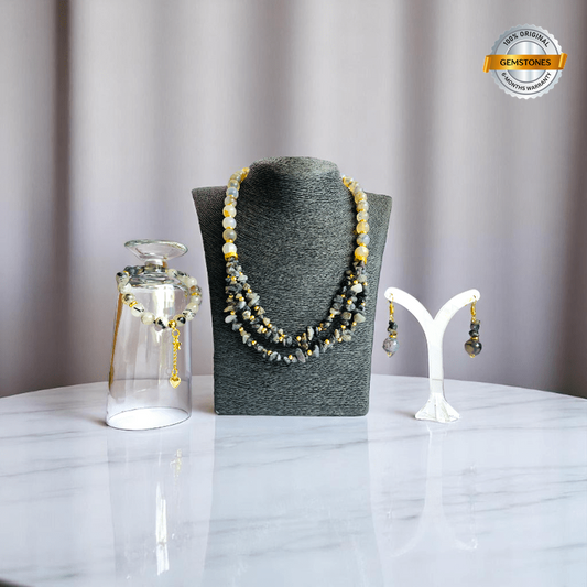 Dragon's Grace Set | Dragon Agate Stone - For Women | Includes: Necklace, Bracelet, Earring