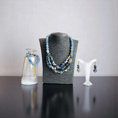 Indigo Serenity Set | Blue Aventurine & Sodalite Stone - For Women | Includes: Necklace, Bracelet, Earring