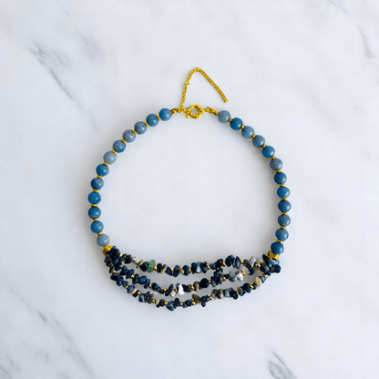 Indigo Serenity Set | Blue Aventurine & Sodalite Stone - For Women | Includes: Necklace, Bracelet, Earring