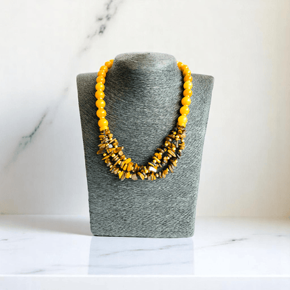 Golden Guardian Set | Yellow Aventurine & Tiger Eye Stone - For Women | Includes: Necklace, Bracelet, Earring