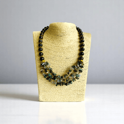 Fiery Earth Set | Red Tiger Eye & Indian Agate Stone - For Women | Includes: Necklace, Bracelet, Earring