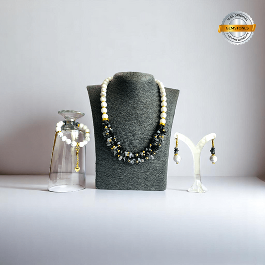 Winter Calm Set | Snowflake Stone & White Howlite - For Women | Includes: Necklace, Bracelet, Earring