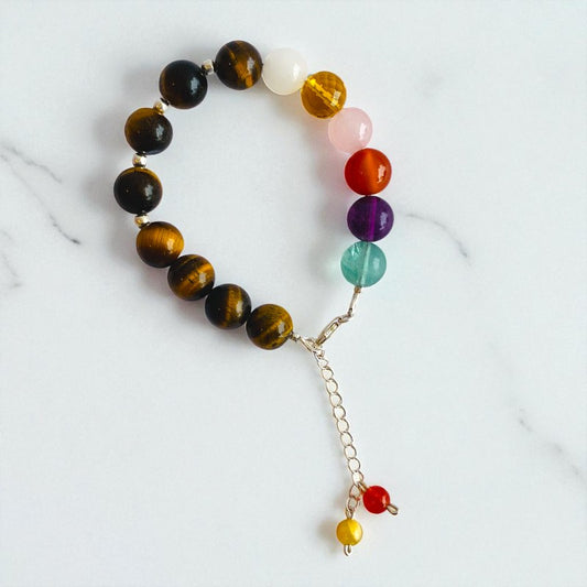 Earth Warrior Asymmetric Silver Bracelet | Tiger Eye & 925 Silver – For Women | Includes: Bracelet
