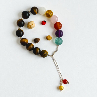Earth Warrior Asymmetric Silver Bracelet | Tiger Eye & 925 Silver – For Women | Includes: Bracelet