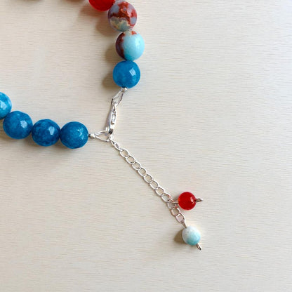 Aqua Aura Asymmetric Silver Bracelet | Blue Apatite & 925 Silver – For Women | Includes: Bracelet