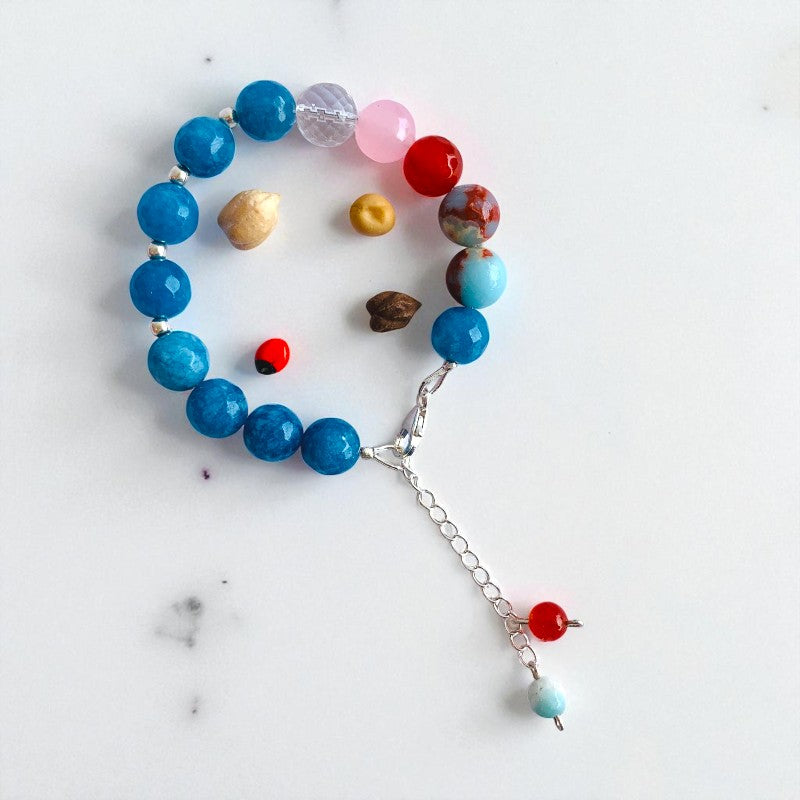 Aqua Aura Asymmetric Silver Bracelet | Blue Apatite & 925 Silver – For Women | Includes: Bracelet
