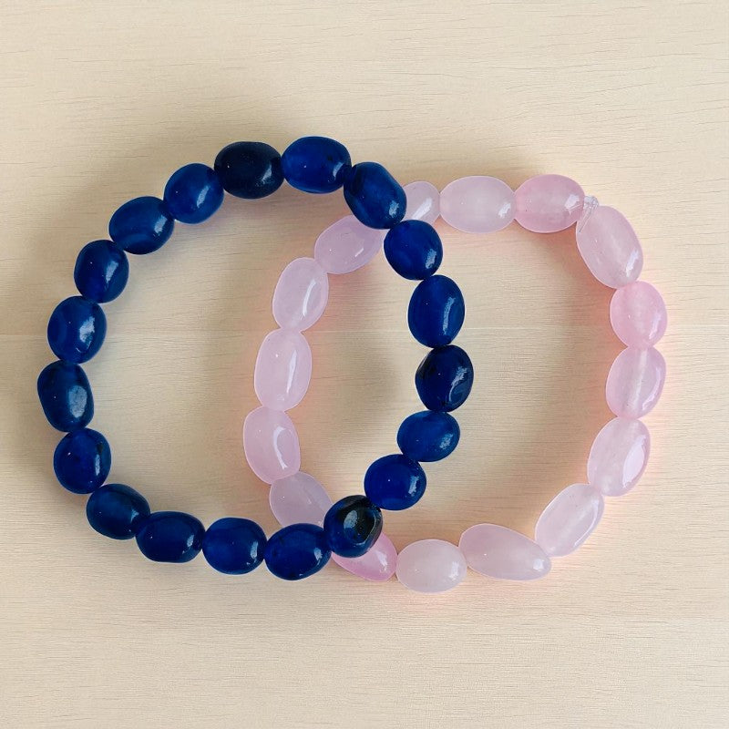 The Serenity & Strength Duo | Blue Jade & Rose Quartz – For Kids | Includes: Bracelets (Set of 2)
