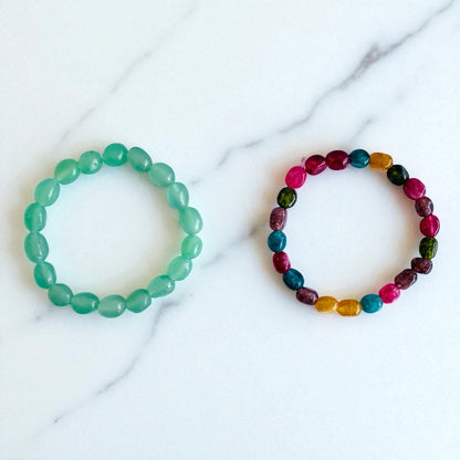 The Wisdom & Willpower Duo | Green Aventurine & Multi Agate – For Kids | Includes: Bracelets (Set of 2)