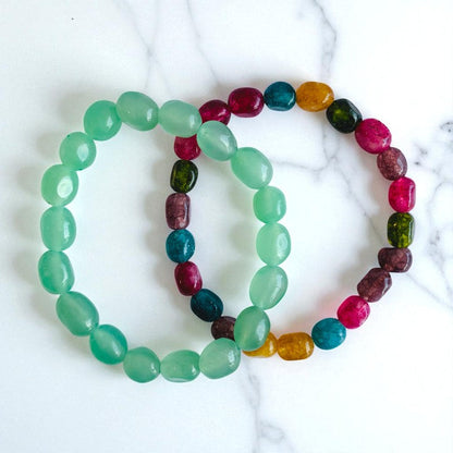 The Wisdom & Willpower Duo | Green Aventurine & Multi Agate – For Kids | Includes: Bracelets (Set of 2)