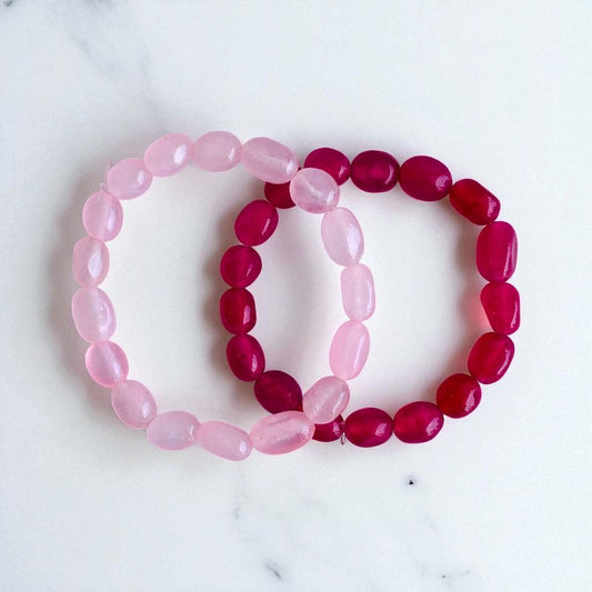 The Romance & Radiance Duo | Rose Quartz & Ruby Quartz – For Kids| Includes: Bracelets (Set Of 2)