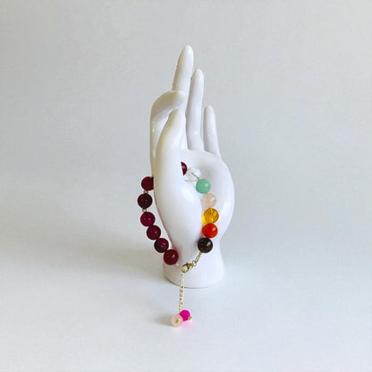 Crown Aura  Asymmetric Silver Bracelet | Pink Banded Agate & 925 Silver – For Women | Includes: Bracelet