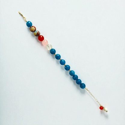 Aqua Aura Asymmetric Silver Bracelet | Blue Apatite & 925 Silver – For Women | Includes: Bracelet