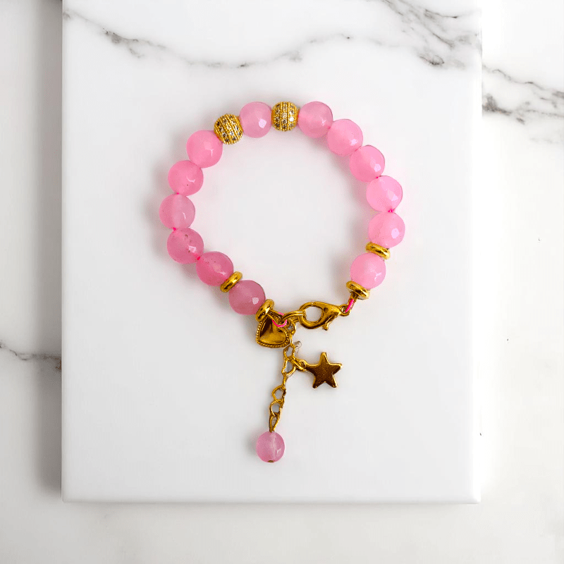 Magical Beads Bracelet | Rose Quartz Stone - For Kids | Includes: Bracelet