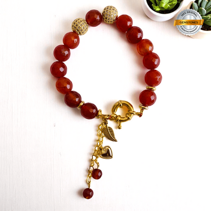 Calm Current Charm Bracelet | Red Carnelian Stone - For Women | Includes: Bracelet