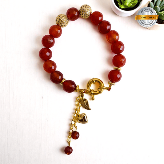 Calm Current Charm Bracelet | Red Carnelian Stone - For Women | Includes: Bracelet