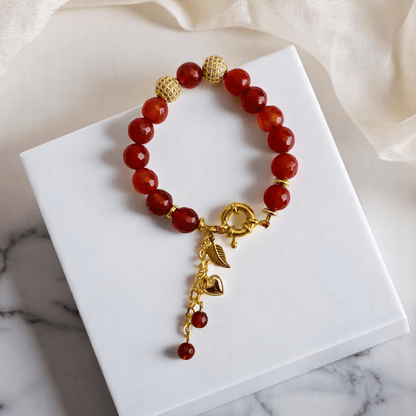 Calm Current Charm Bracelet | Red Carnelian Stone - For Women | Includes: Bracelet