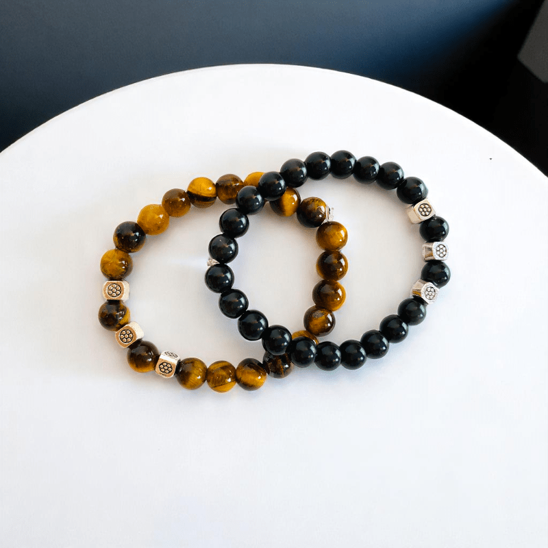 Mirror Magic Bracelets | Obsidian & Tiger Eye - For Kids | Includes: Bracelets (Set of 2)