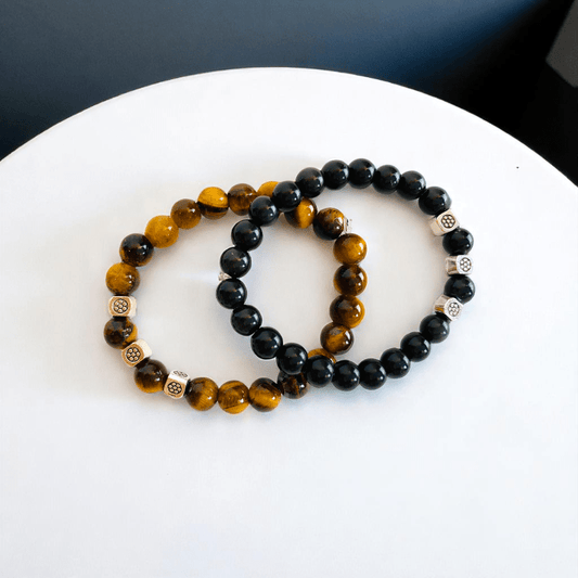 Mirror Magic Bracelets | Obsidian & Tiger Eye - For Kids | Includes: Bracelets (Set of 2)