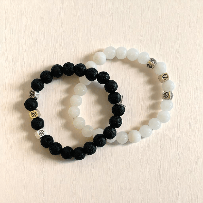 Twin Gleam Set Bracelets | Lava Stone & Jade - For Kids | Includes: Bracelets (Set of 2)