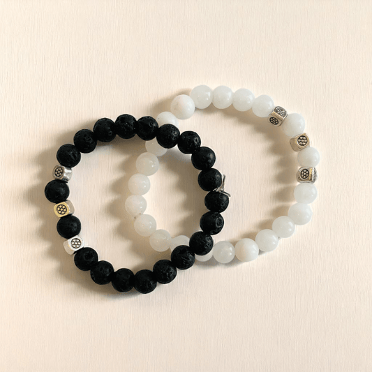 Twin Gleam Set Bracelets | Lava Stone & Jade - For Kids | Includes: Bracelets (Set of 2)
