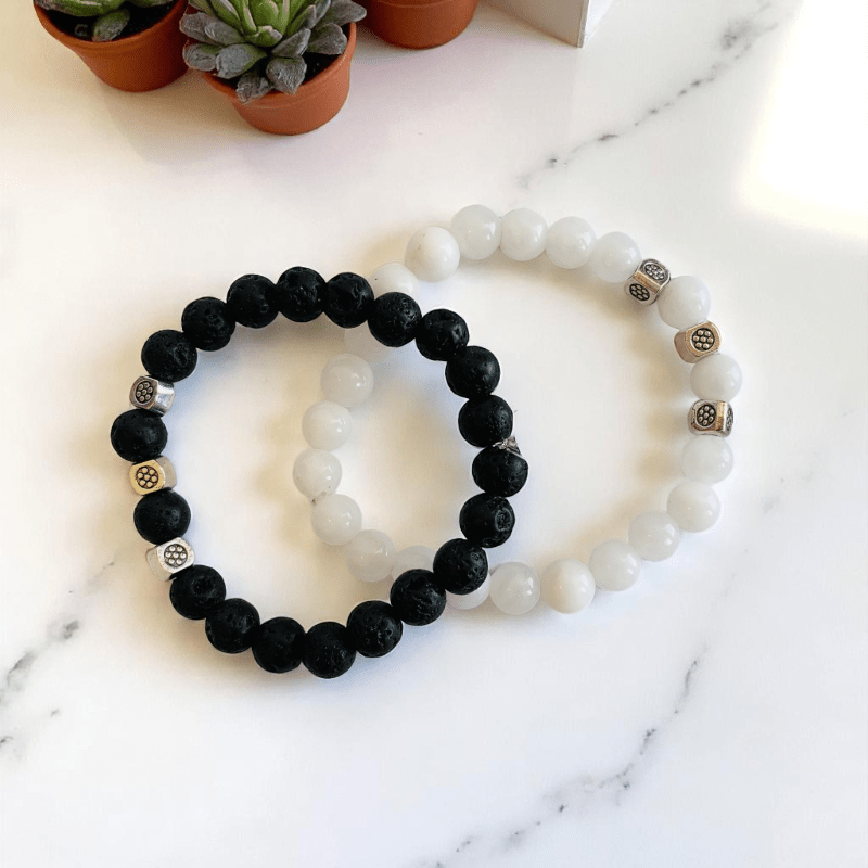 Twin Gleam Set Bracelets | Lava Stone & Jade - For Kids | Includes: Bracelets (Set of 2)