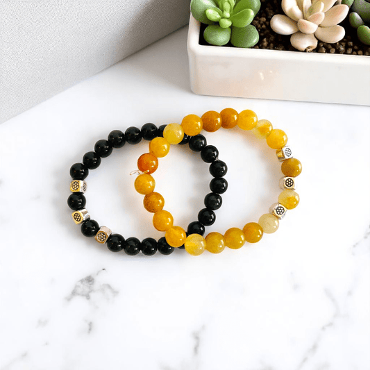 Double Charm Set Bracelets | Obsidian & Aventurine - For Kids | Includes: Bracelets (Set of 2)