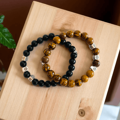 Twofold Grace Bracelets | Black Obsidian & Mariam Jasper - For Kids | Includes: Bracelets (Set of 2)