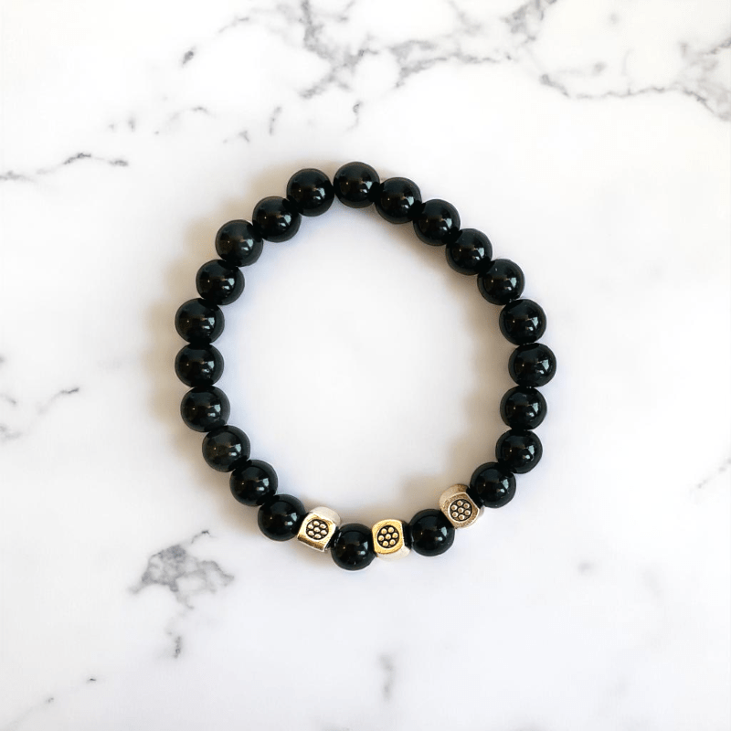Elegant Duo Wraps Bracelets | Obsidian & Rutile - For Kids | Includes: Bracelets (Set of 2)