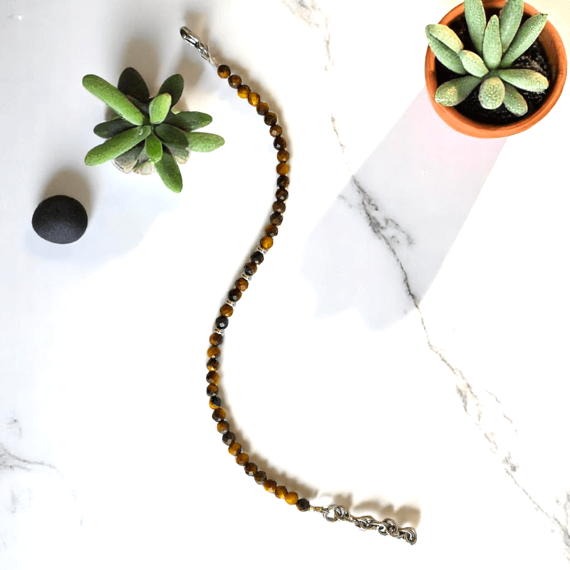 Tiny Tiger Anklet | Tiger Eye Stone - For Girl Kids | Includes: Anklet