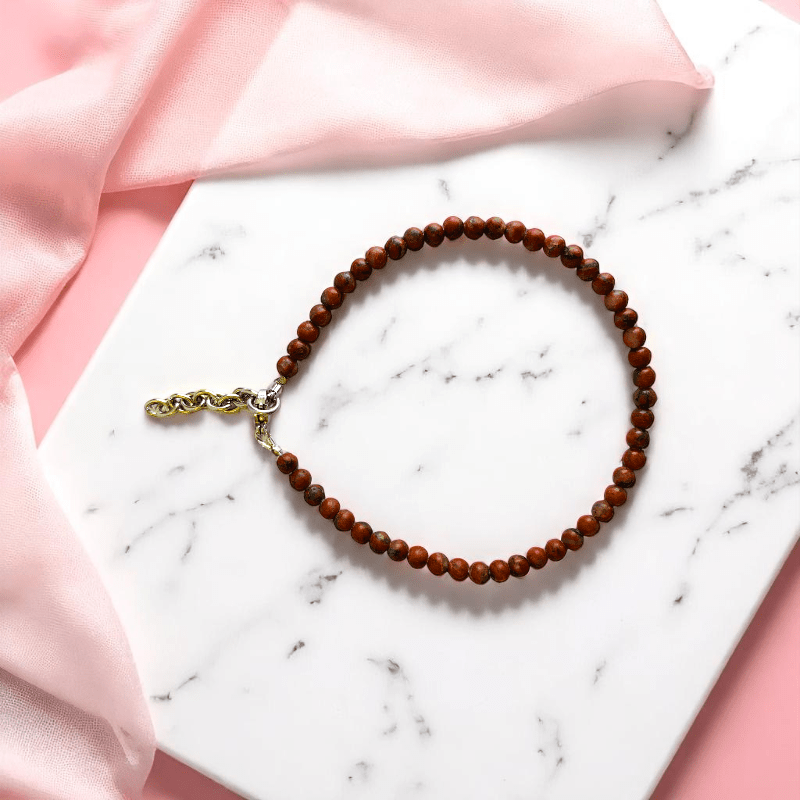 Sunkissed Trail Anklet | Mahogany Obsidian Stone - For Women | Includes: Anklet