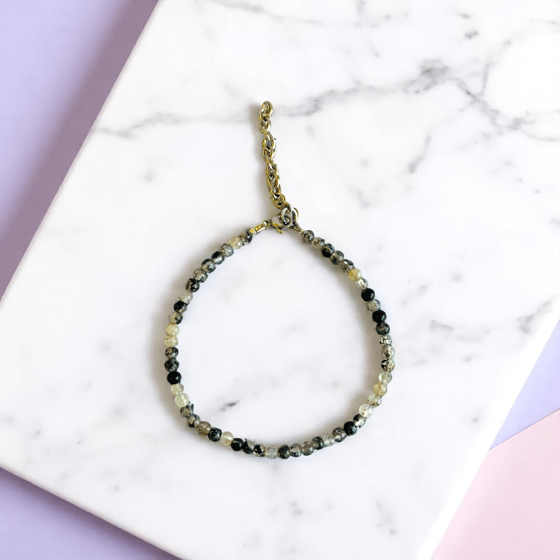 Wildflower Way Anklet | Dragon Vein Agate Stone - For Women | Includes: Anklet