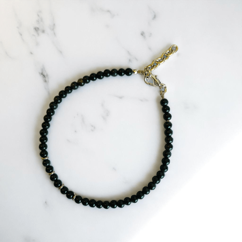 Wanderlust Vibes Anklet | Black Obsidian Stone - For Women | Includes: Anklet