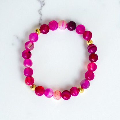 Joy Agate Set | Pink Banded Agate - For Kids Girls | Includes: Necklace & Bracelet