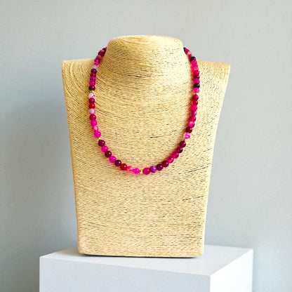 Joy Agate Set | Pink Banded Agate - For Kids Girls | Includes: Necklace & Bracelet