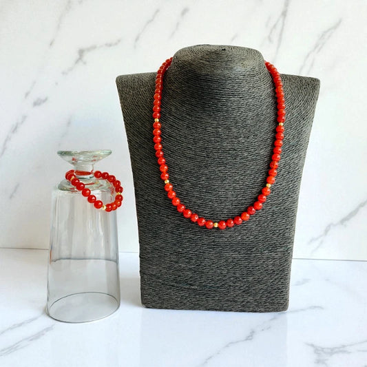 Power Onyx Set | Red Onyx - For Kids Girls | Includes: Necklace & Bracelet