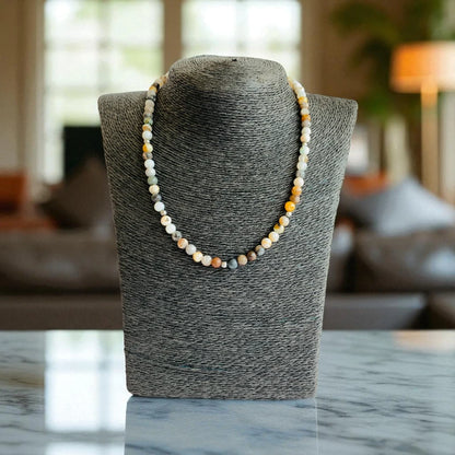 Nature Agate Set | Bamboo Leaf Agate - For Kids Girls | Includes: Necklace & Bracelet