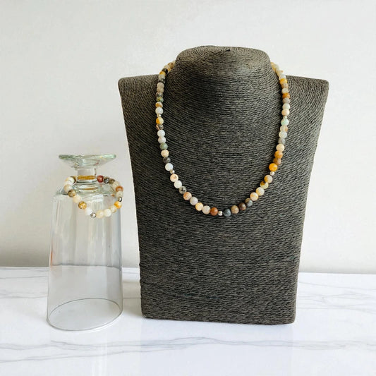 Nature Agate Set | Bamboo Leaf Agate - For Kids Girls | Includes: Necklace & Bracelet