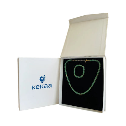 Luck Aventurine Set | Green Aventurine - For Kids Girls | Includes: Necklace & Bracelet