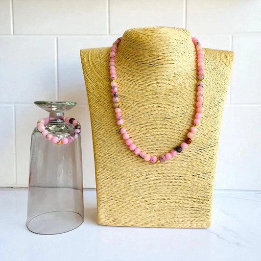 Blossom Jasper Set | Cherry Blossom Jasper - For Kids Girls | Includes: Necklace & Bracelet