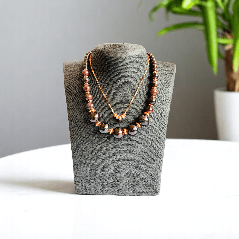Ruby Flame Set | Garnet Stone & 18K Gold Plating - For Women | Includes: 2 Necklaces, Bracelet, Earring