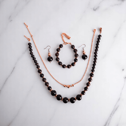 Ruby Flame Set | Garnet Stone & 18K Gold Plating - For Women | Includes: 2 Necklaces, Bracelet, Earring