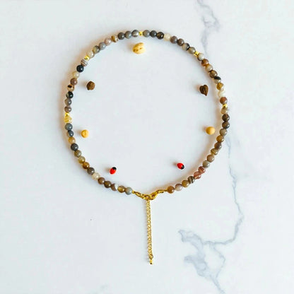 Striped Botswana Set | Botswana Agate - For Kids Girls | Includes: Necklace & Bracelet