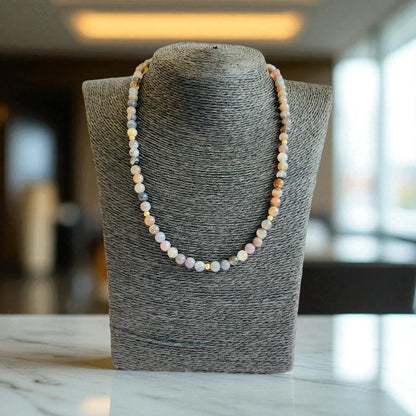 Striped Botswana Set | Botswana Agate - For Kids Girls | Includes: Necklace & Bracelet