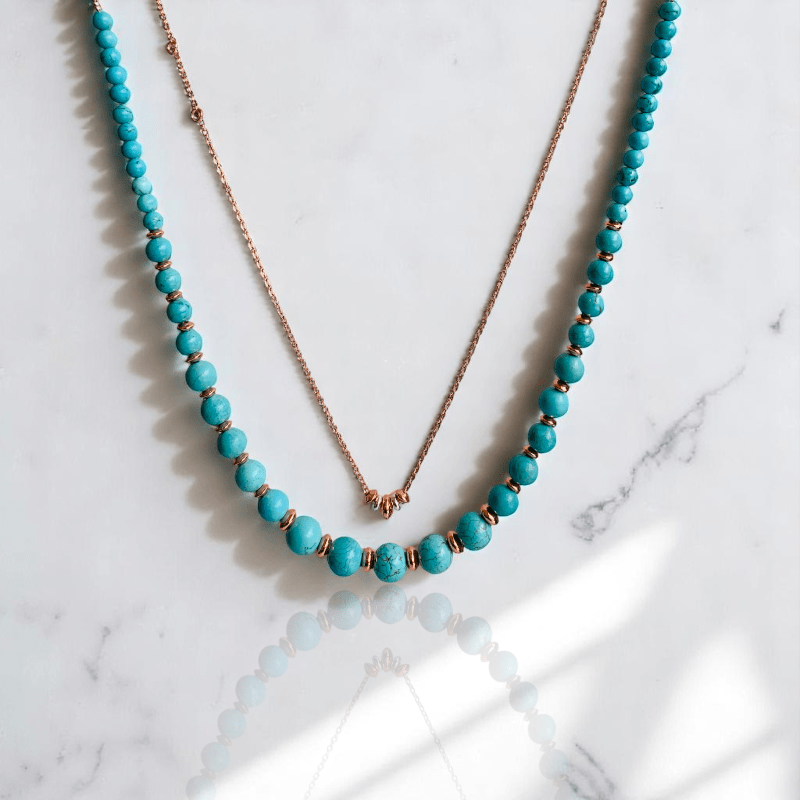 Sky Serenity Set | Turquoise Stone & 18K Gold Plating - For Women | Includes: 2 Necklaces, Bracelet, Earring